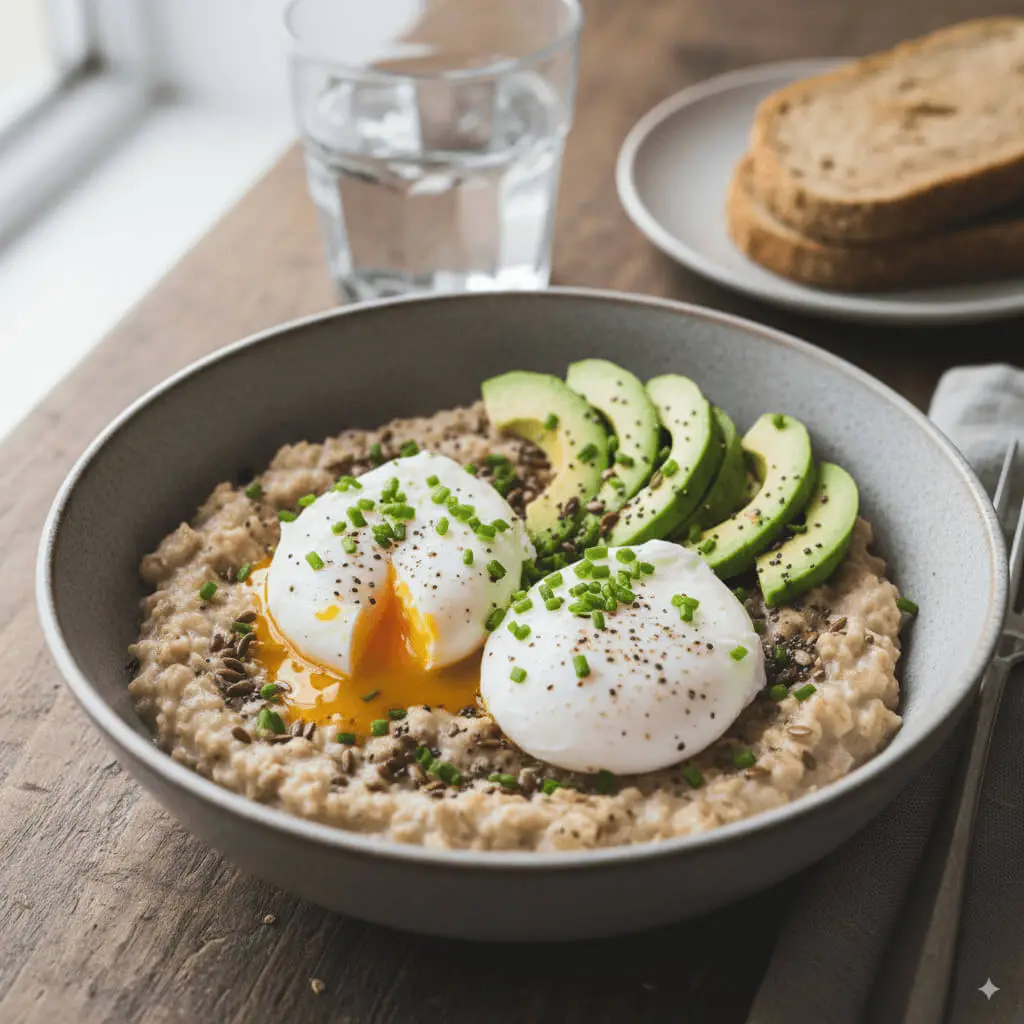 bol de avena con huevo como desayunos fitness