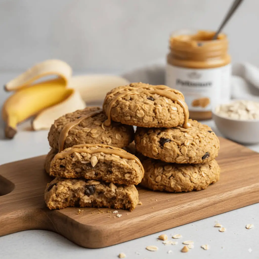 galletas de mantequilla de cacahuete, plátano, avena y proteína