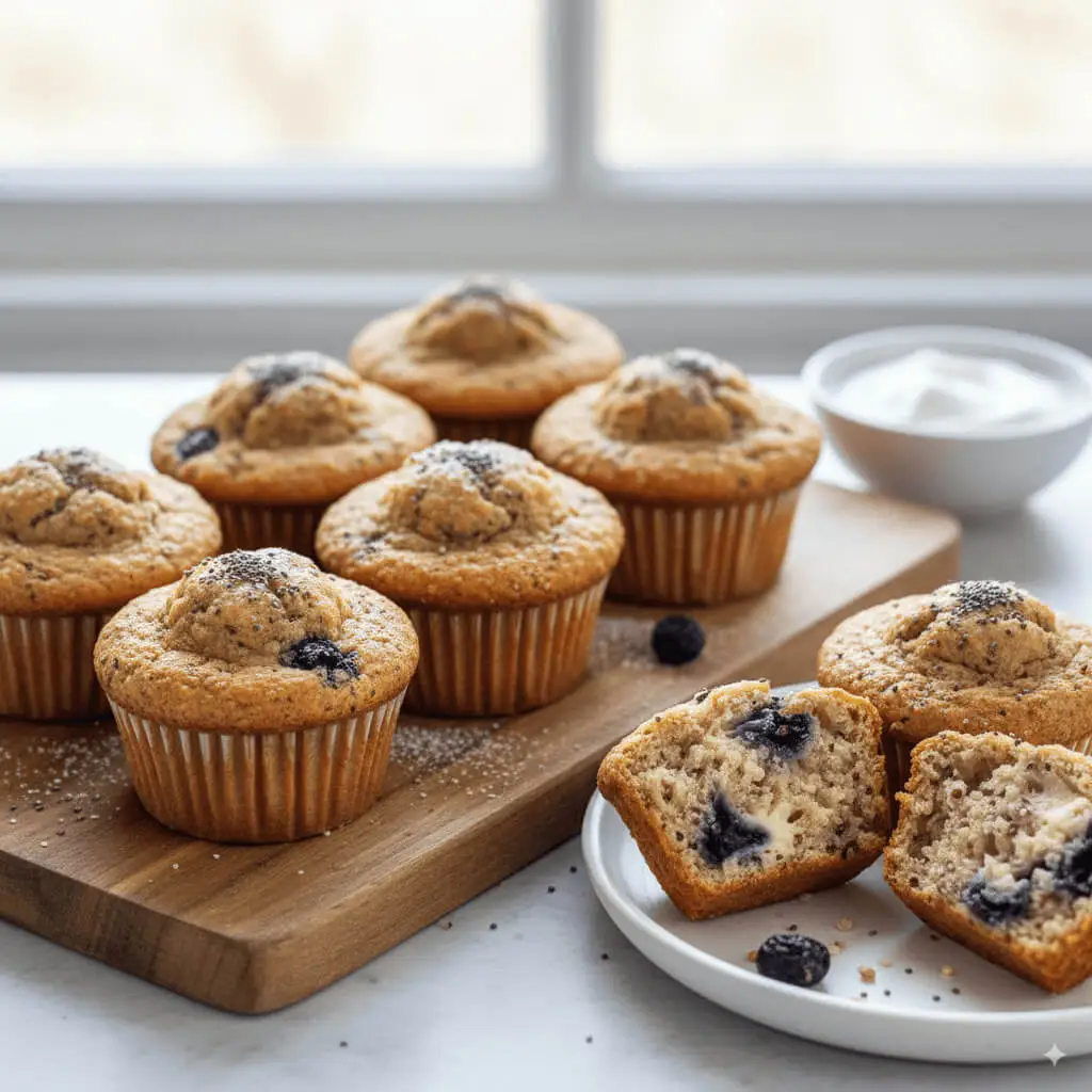 muffins de quinoa, yogur, coco y proteína